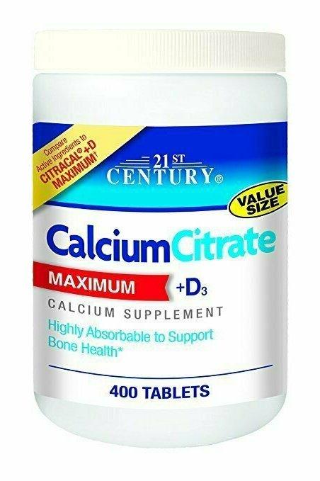 21st Century Calcium Citrate Plus D3 Maximum Tablets, 400 Count