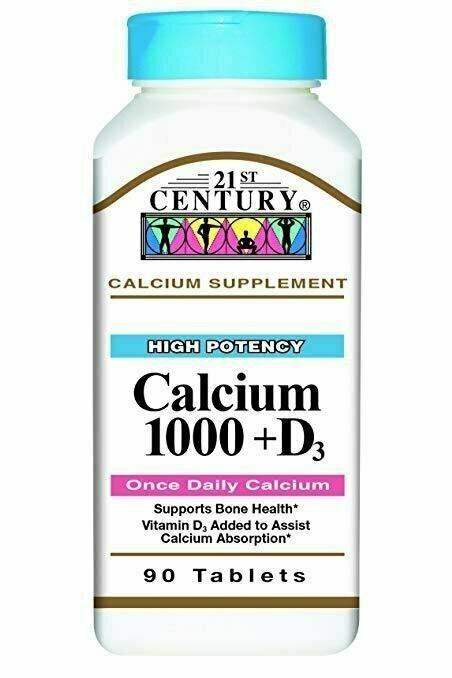 21st Century Calcium Plus D Tablets, 1000 mg, 90 Count