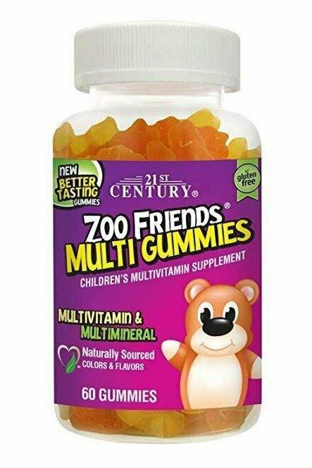21st Century Zoo Friends Multi Gummies, Fruit, 60 Count