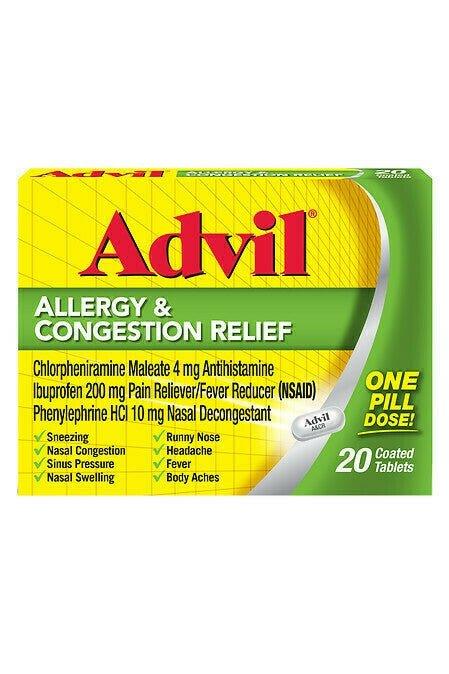 Advil Allergy & Congestion Relief Coated Tablets, 20 ct.