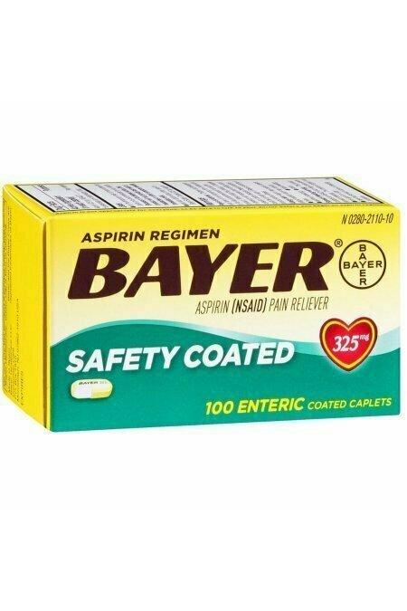 Bayer Aspirin Pain Reliever Safety Coated Enteric Caplets, 325 mg, 100 each