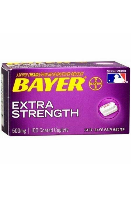 Bayer Extra Strength Aspirin 500 mg, Coated Caplets, 100 each