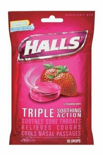 Halls Mentho-Lyptus Drops Strawberry 30 Each