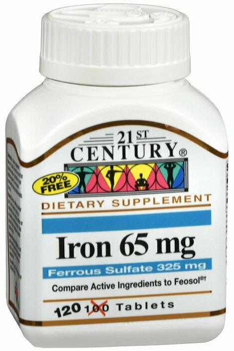 IRON 65MG FERROUS SULFATE 325MG TAB 120 CT