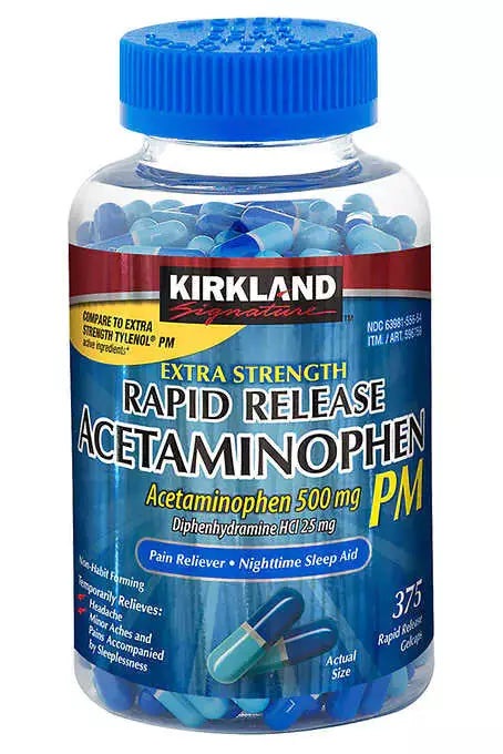 Kirkland Signature Acetaminophen PM, 500 mg, 375 Capsules