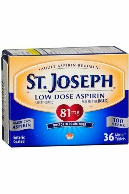 St. Joseph Aspirin Tablets Adult Low Strength Safety Coated 36 Tablets