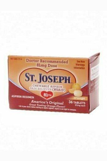 St.Joseph Chewable Aspirin Pain Reliever 81Mg Tablets, Orange - 36 Each