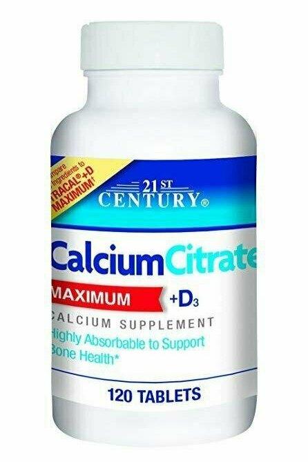 21st Century Calcium Citrate Plus D Maximum Caplets, 120 Count