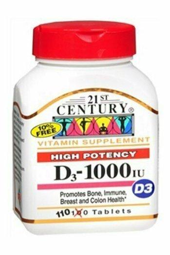 21st Century D3-1000 IU Tablets High Potency- 110 Tablets