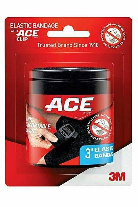 ACE Black Elastic Bandage with Clip, 4 Inch