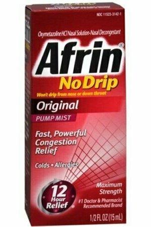 Afrin No Drip Original Nasal Decongestant Pump Mist 15 mL