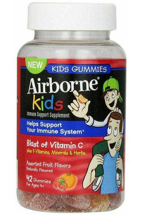 Airborne Kids Gummies Assorted Fruit Flavors, 42 Count