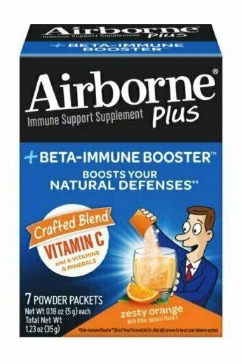 Airborne Plus Beta-Immune Booster Zesty Orange Powder Packets 7 each