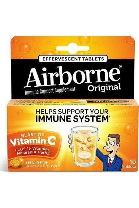 Airborne Zesty Orange Effervescent Tablets, 1000mg of Vitamin C 10 each
