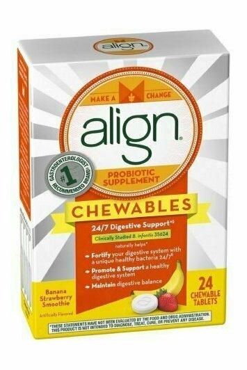 Align Probiotic Chewable Tablets, Banana Strawberry Smoothie 24 Tabs