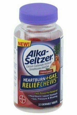 Alka-Seltzer Heartburn + Gas Relief Chews Tablets, Tropical Punch 32 each