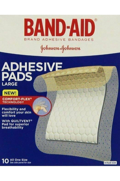Band-Aid First Aid Pads, Adhesive Bandages, Large Adhesive Pads, 10 Count