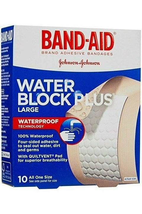 BAND-AID WATER BLOCK LARGE 10CT