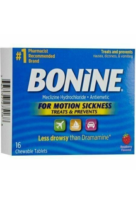 Bonine Chewable Tablets for Motion Sickness, Raspberry 16 each