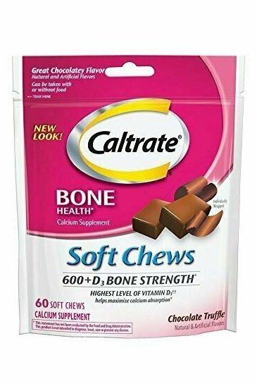 Caltrate 600+D3 Soft Chews Chocolate Truffle, 60 Count