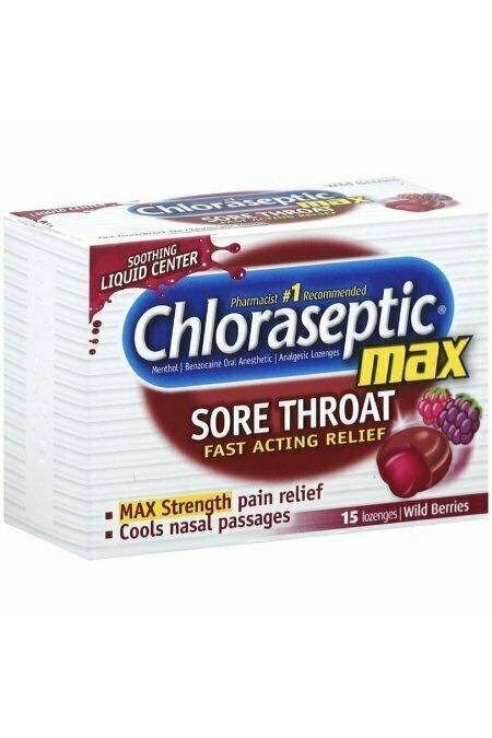 Chloraseptic Max Strength Sore Throat Lozenges, Wild Berries 15 each
