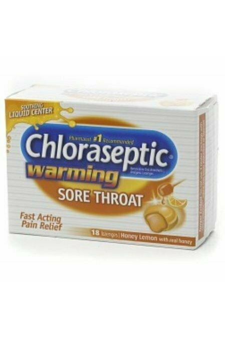 Chloraseptic Sore Throat Warming Lozenges Honey Lemon 18 Each