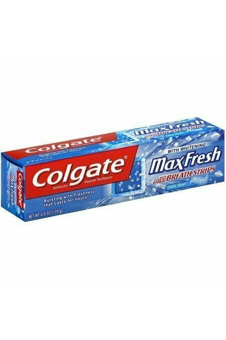 Colgate Max Fresh Whitening Toothpaste With Mini Breath Strips, Cool Mint 6 oz