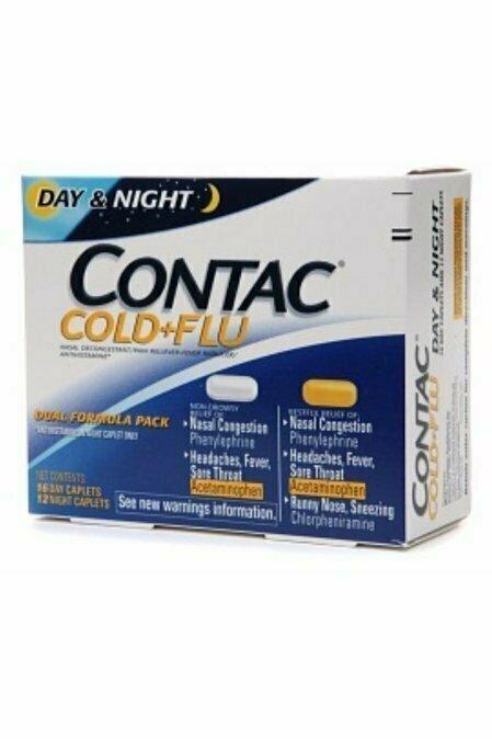 Contac Cold + Flu Dual Formula Pack 16 Day Caplets/12 Night Caplets 28 each