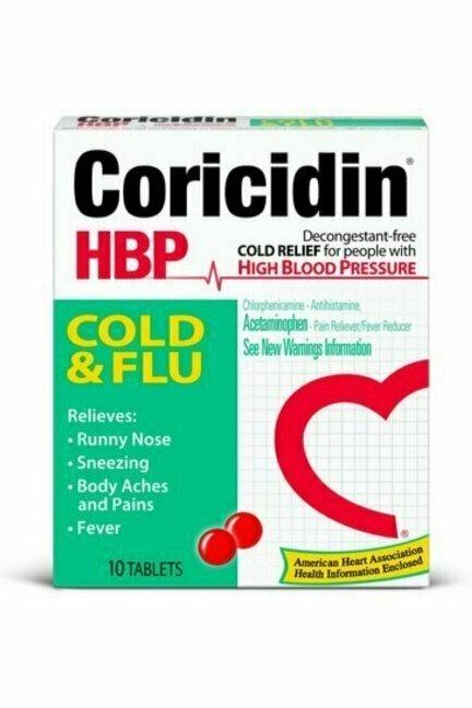 Coricidin HBP Cold & Flu Tablets, 10 each