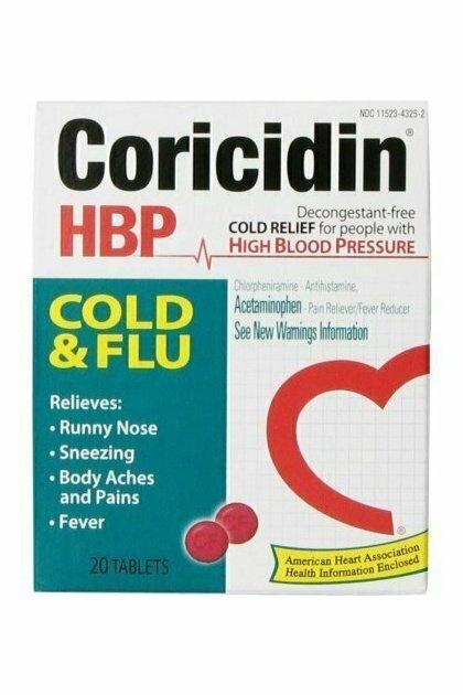 Coricidin HBP Cold & Flu Tablets, 20 each