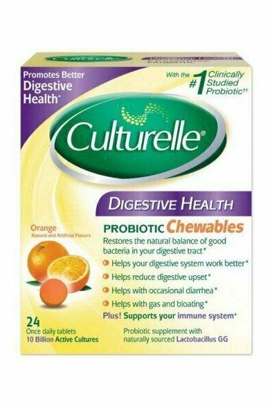 Culturelle Digestive Health Probiotic Chewable 24 Tablets, Orange