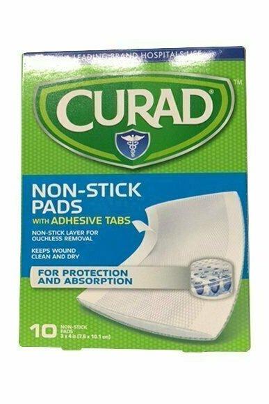 Curad Non-Stick Pads With Adhesive Tabs 3 Inches X 4 Inches 10 Each