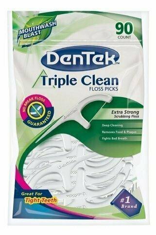 DenTek Extra Strong Triple Clean Floss Picks, Mouthwash Blast 90 each