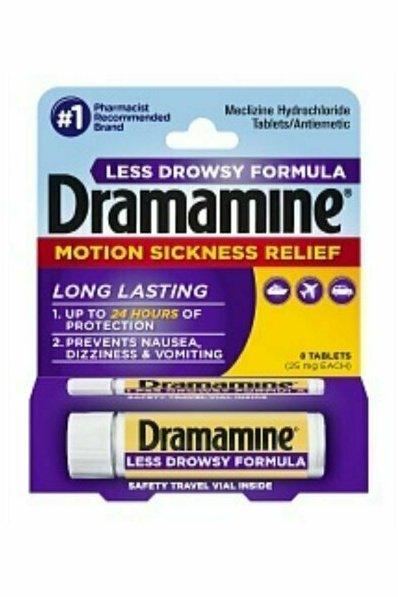 Dramamine Motion Sickness Relief Less Drowsy Formula Tablets 8 each