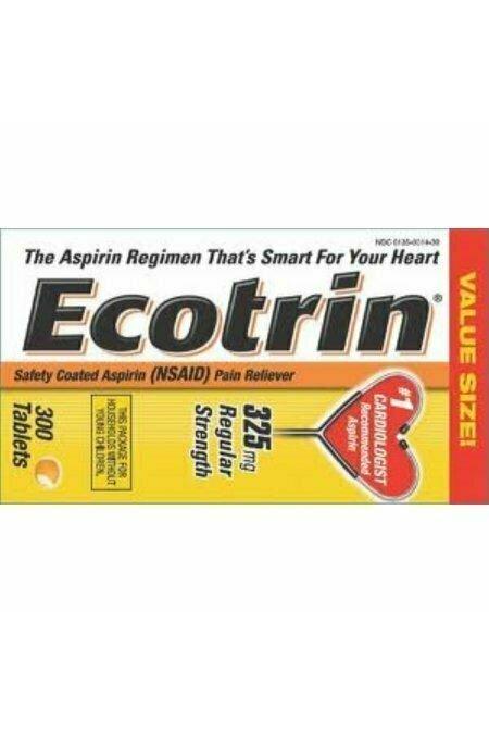 Ecotrin Regular Strength Safety Coated Enteric Aspirin Tablets 325 MG 300 each