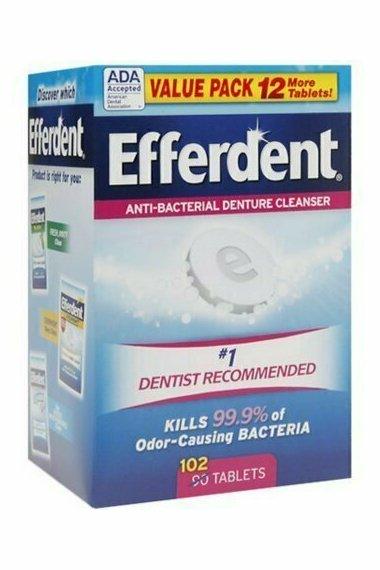Efferdent Anti-Bacterial Denture Cleanser Tablets 102 each