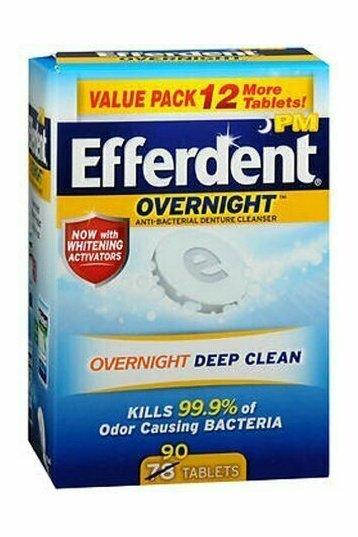 Efferdent PM Overnight Anti-Bacterial Denture Cleanser Tablets 90 each