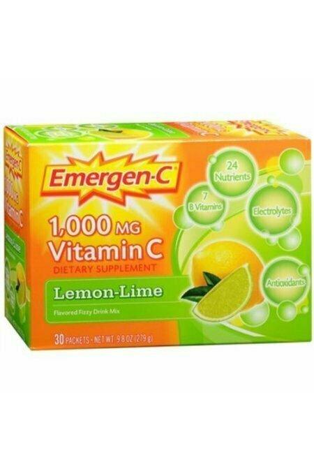 Emergen-C Vitamin C Drink Mix Packets Lemon Lime 30 Each