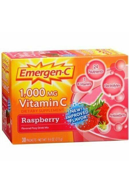 Emergen-C Vitamin C Drink Mix Packets Raspberry 30 Each