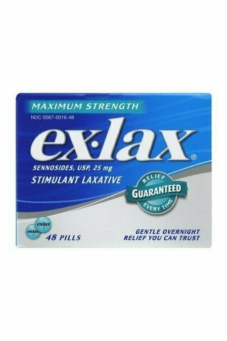 Ex-Lax Sennosides 25 Mg Stimulant Laxative Pills, Max Strength, 48 Each