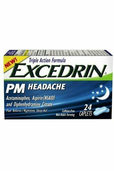 Excedrin PM Headache Pain Reliever/Nighttime Sleep-Aid Caplets, 24 each