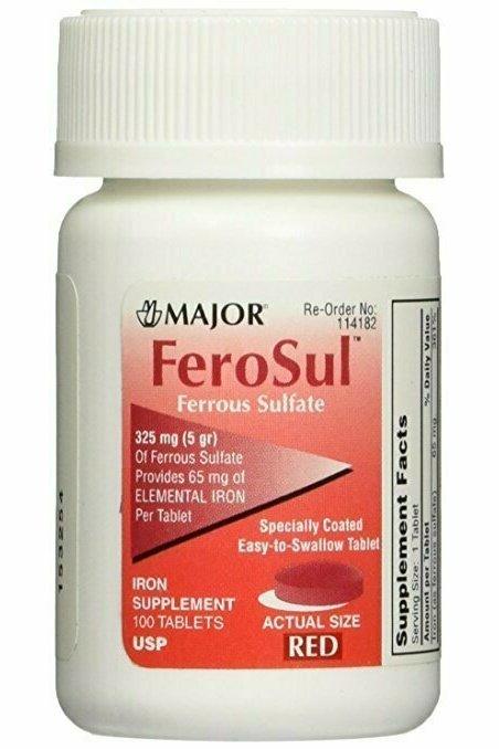 FeroSul325mg 5GR Ferrous Sulfate Coated Easy-To-Swallow 100 ct. Tablets