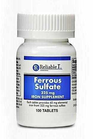 Ferrous Sulfate Iron 325 mg Generic for Feosol 100 Tablets
