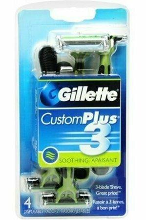 Gillette CustomPlus 3 Disposable Razors, Soothing 4 each