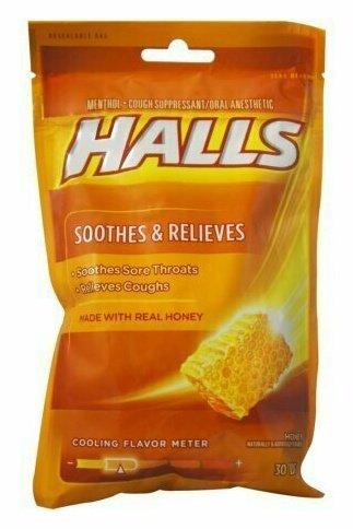 Halls Honey Naturally & Artificially Flavored Menthol Drops 30 each