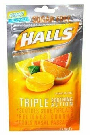 Halls Mentho-Lyptus Drops Sugar Free Citrus Blend 25 Each