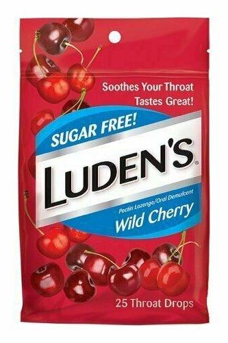 Luden's Sugar Free Throat Drops, Wild Cherry 25 each