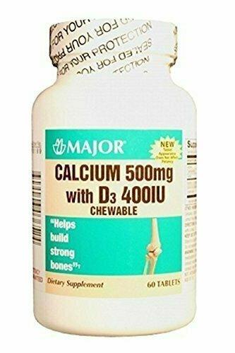 Major Calcium 500 Mg with D3 400 Iu Chewable 60 Tablets per Bottle