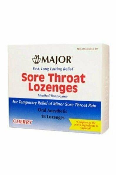 Major Sore Throat Lozenges Cherry Benzocaine-15 Mg