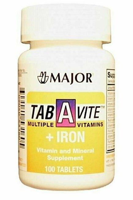 Major Tab-A-Vite with Iron Tablets - 100 Count